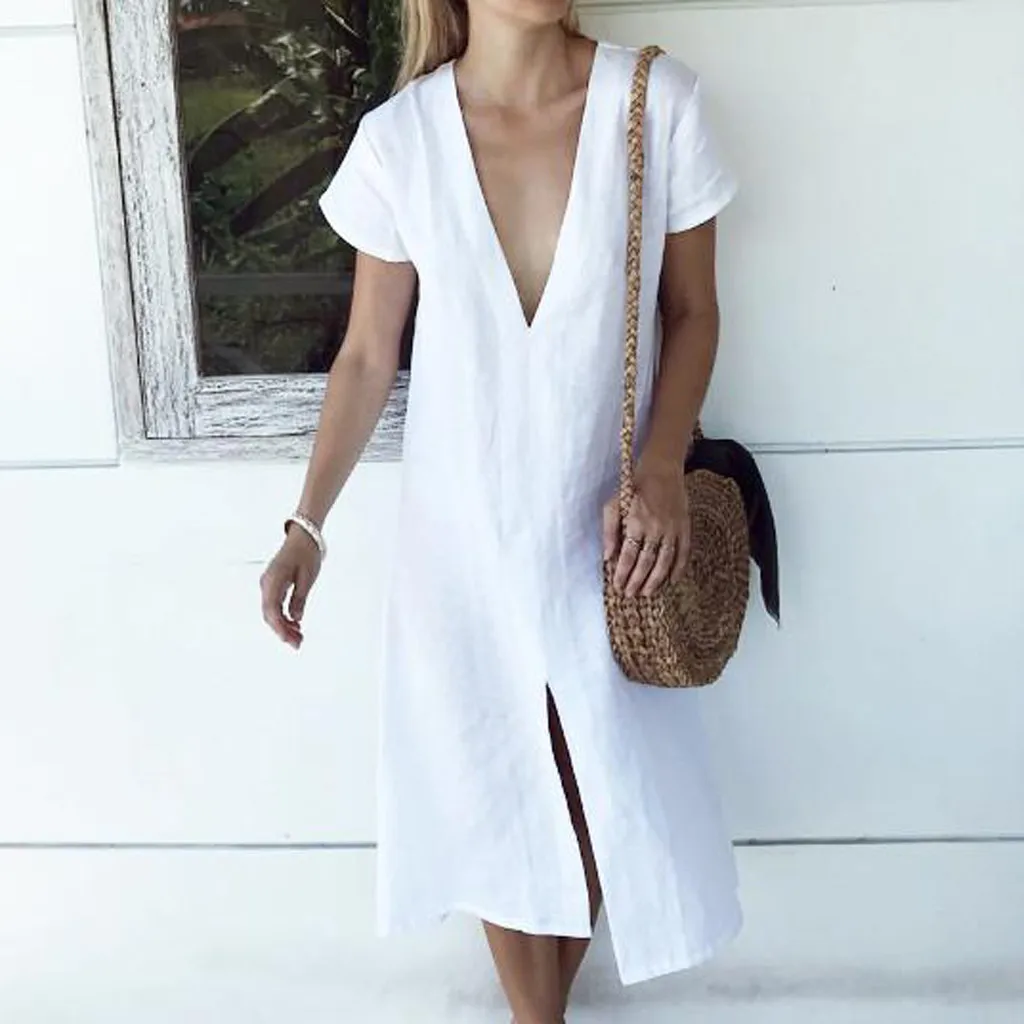 Women Vintage Linen Dress 2019 Summer Female Casual Plus Size Dresses Half Sleeve Loose Midi Vestidos Sexy Mature Long Dresses
Women Vintage Linen Dress 2019 Summer Female Casual Plus Size Dresses Half Sleeve Loose Midi Vestidos Sexy Mature Long Dresses