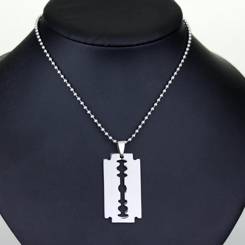 Fashion Silver Color Stainless Steel Razor Blades Pendant Necklaces Men Jewelry Steel Male Shaver Shape Necklace
Fashion Silver Color Stainless Steel Razor Blades Pendant Necklaces Men Jewelry Steel Male Shaver Shape Necklace