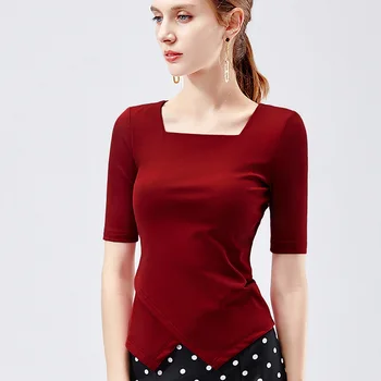 Women's tops Autumn women's square collar t-shirt female sleeves irregular hem 2019 French retro five-point sleeve shirt
Women's tops Autumn women's square collar t-shirt female sleeves irregular hem 2019 French retro five-point sleeve shirt
