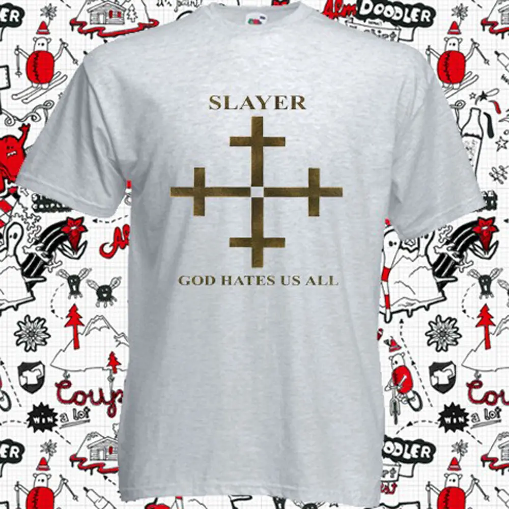 Новый Slayer Бог ненавидит нас всех Обложка альбома логотип Для Мужчин серый