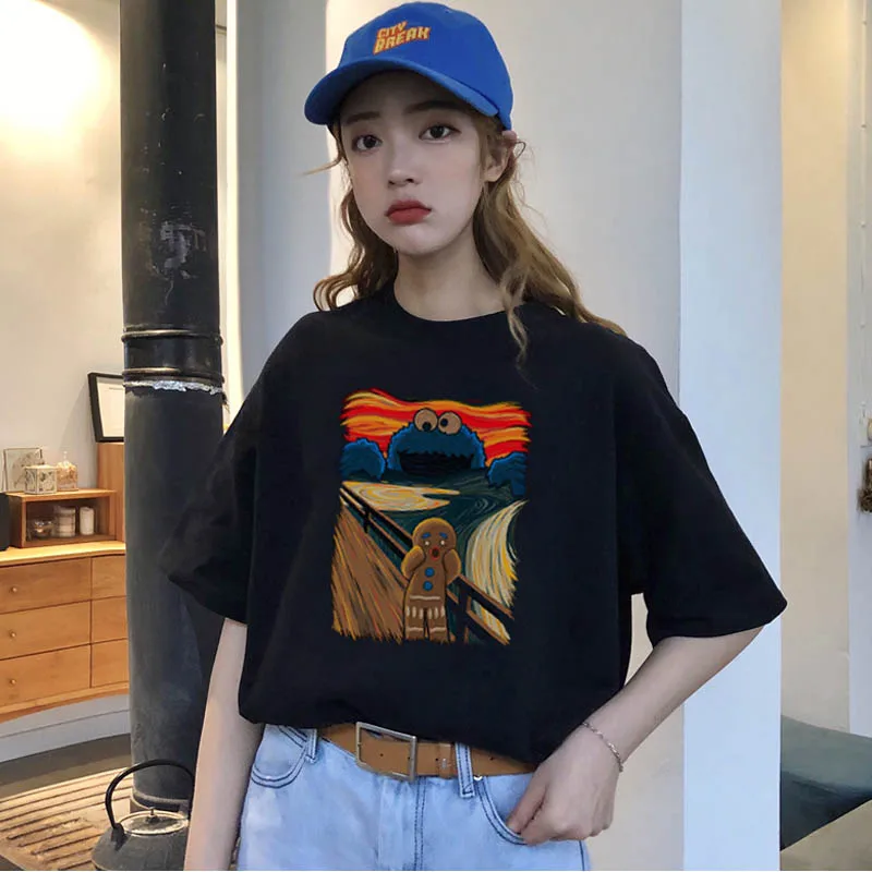Summer ulzzang Women Fashion Loose Casual Van Gogh Fun tops Harajuku tops Cartoon O-neck Short Sleeve Black New T-Shirt
Summer ulzzang Women Fashion Loose Casual Van Gogh Fun tops Harajuku tops Cartoon O-neck Short Sleeve Black New T-Shirt
