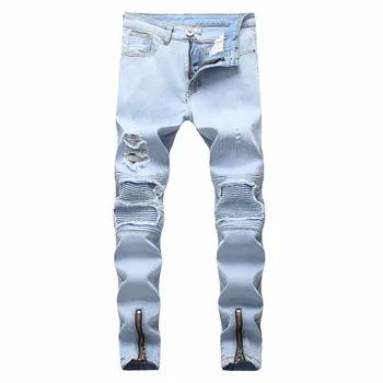 Top quality 2020 wholesale Casual Biker jeans men's jeans pale blue hole locomotive foot biker motorcycle Zipper men's jeans
Top quality 2020 wholesale Casual Biker jeans men's jeans pale blue hole locomotive foot biker motorcycle Zipper men's jeans