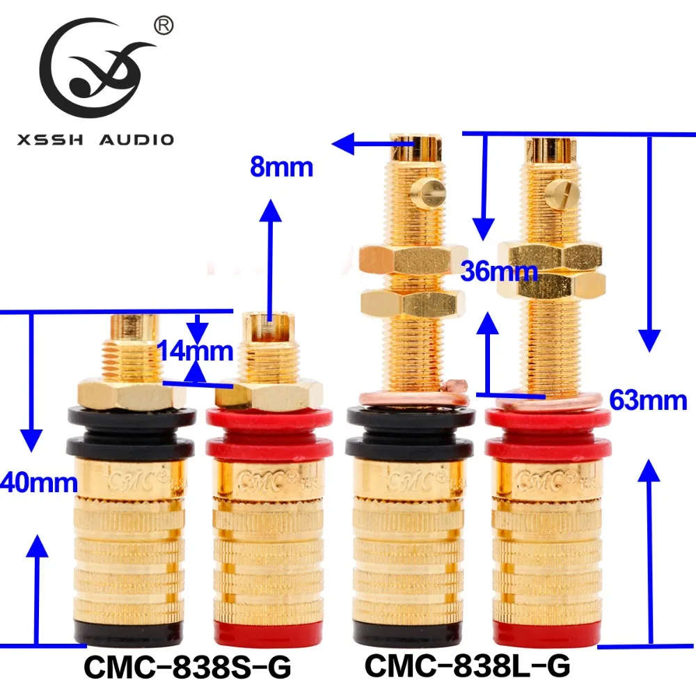 4pcs XSSH Audio CMC 838 YIVO Hi-End Teflon Gold Plated Amplifier Speaker Terminal non-Welding Female Long Short Binding Post
4pcs XSSH Audio CMC 838 YIVO Hi-End Teflon Gold Plated Amplifier Speaker Terminal non-Welding Female Long Short Binding Post