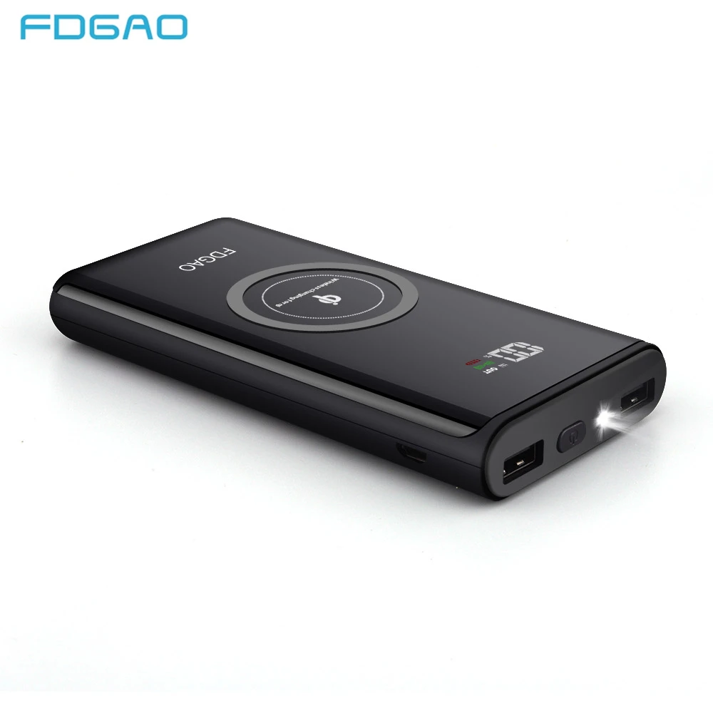 FDGAO QI Беспроводное зарядное устройство 20000 мАч портативный 2 USB зарядка внешний