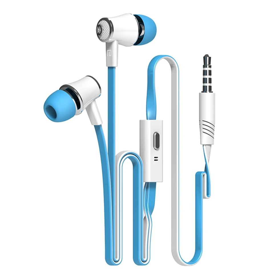 Icoque 3.5mm Flat Cord Earphone Hifi Music Wired In Ear Headphones with Mic for iPhone 5 6 Xiaomi Sony PC Stereo Bass Earphones (9)