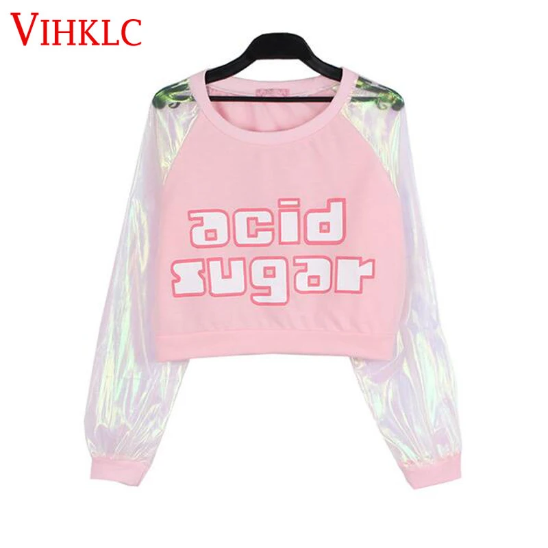 Laser Transparent Harajuku Crop Top Patchwork Long Sleeve T shirt Women Long Sleeve Clothing Letter Print tshirt T-shirt T597
Laser Transparent Harajuku Crop Top Patchwork Long Sleeve T shirt Women Long Sleeve Clothing Letter Print tshirt T-shirt T597