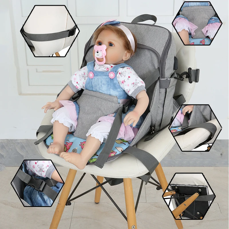 Diaper Bag USB Baby Nappy Bag Mummy Backpack Baby Portable Dining Seat Chair Travel Foldable Waterproof Holder for Bottle
Diaper Bag USB Baby Nappy Bag Mummy Backpack Baby Portable Dining Seat Chair Travel Foldable Waterproof Holder for Bottle