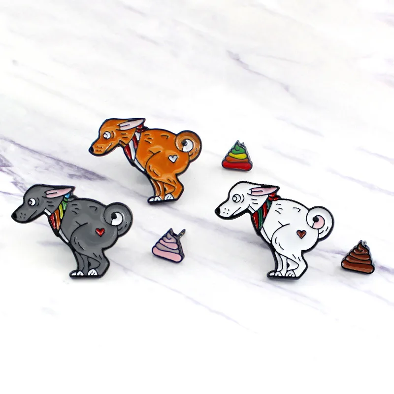 MINGQI Cartoon cute animal dog sets enamel brooch dog Pulling poop rainbow faeces badge bag pins Women Kids jewelry accessories
MINGQI Cartoon cute animal dog sets enamel brooch dog Pulling poop rainbow faeces badge bag pins Women Kids jewelry accessories