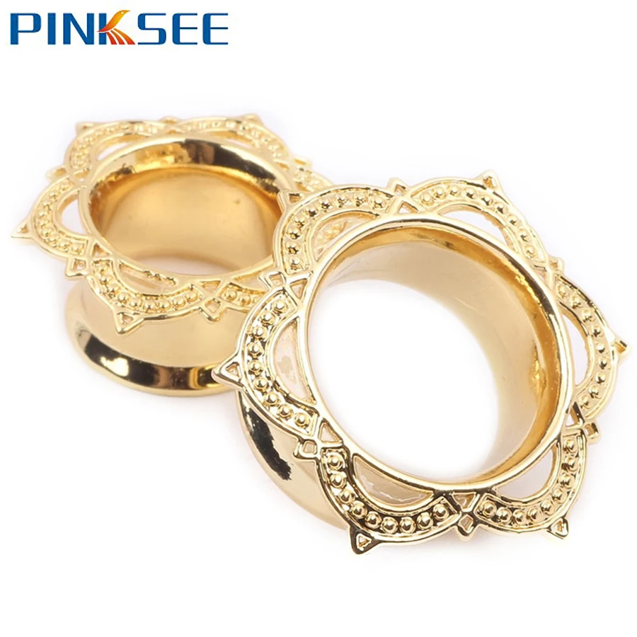 1PC Gold Brass Rose of Sharon Flesh Tunnel Singer Flared Ear Plugs Piercing Gauges 6mm-16mm Body Jewelry Copper anti-allergy
1PC Gold Brass Rose of Sharon Flesh Tunnel Singer Flared Ear Plugs Piercing Gauges 6mm-16mm Body Jewelry Copper anti-allergy