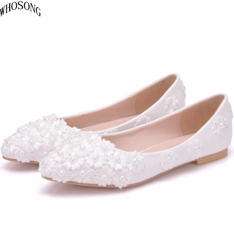 WHOSONG White lace pearl casual women's shoes 2019 women White pointed flat shoes Wedding shoe M37
WHOSONG White lace pearl casual women's shoes 2019 women White pointed flat shoes Wedding shoe M37