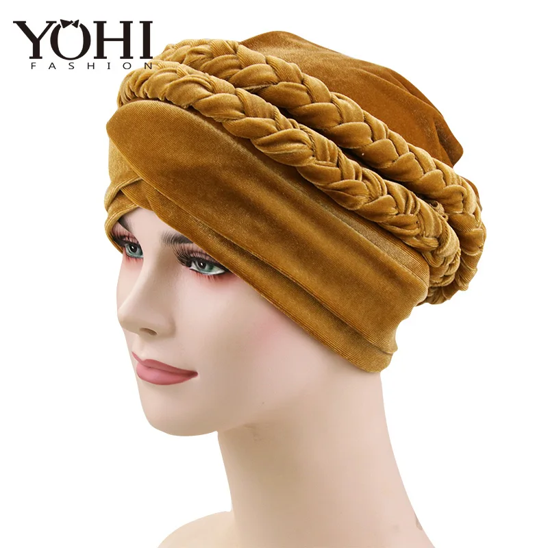 New Style Women Velvet braid Bandanas Headwear Cap Muslim Turban Hair Accessories Fashion Ladies Chemo Cap
New Style Women Velvet braid Bandanas Headwear Cap Muslim Turban Hair Accessories Fashion Ladies Chemo Cap