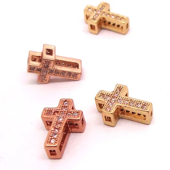 11x8mm Micro Pave Zircon CZ European Charms Cross Connectors Rose Gold Plated Filigree Spacer Beads DIY Findings Bracelet Making
11x8mm Micro Pave Zircon CZ European Charms Cross Connectors Rose Gold Plated Filigree Spacer Beads DIY Findings Bracelet Making