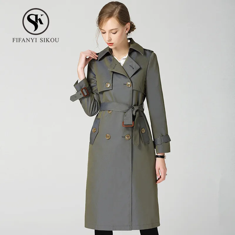 Autumn Women Trench coat Classic Turn-down Collar Double Breasted Belt Long Trench Coats Women Loose High end Business Outerwear
Autumn Women Trench coat Classic Turn-down Collar Double Breasted Belt Long Trench Coats Women Loose High end Business Outerwear