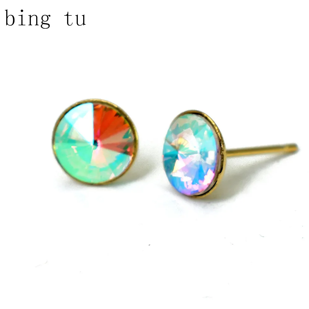 Bing Tu Romantic Wedding Earring 8MM Geometric Round Crystal Stud Earrings Women Stainless Steel Party Jewellery pendientes
Bing Tu Romantic Wedding Earring 8MM Geometric Round Crystal Stud Earrings Women Stainless Steel Party Jewellery pendientes