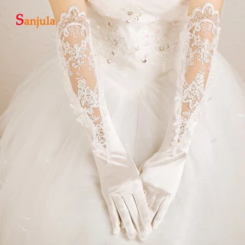 Satin Bridal Gloves with Lace Appliques Opera Length Full Finger White Women's Gloves Party Decoration luvas noiva G17
Satin Bridal Gloves with Lace Appliques Opera Length Full Finger White Women's Gloves Party Decoration luvas noiva G17