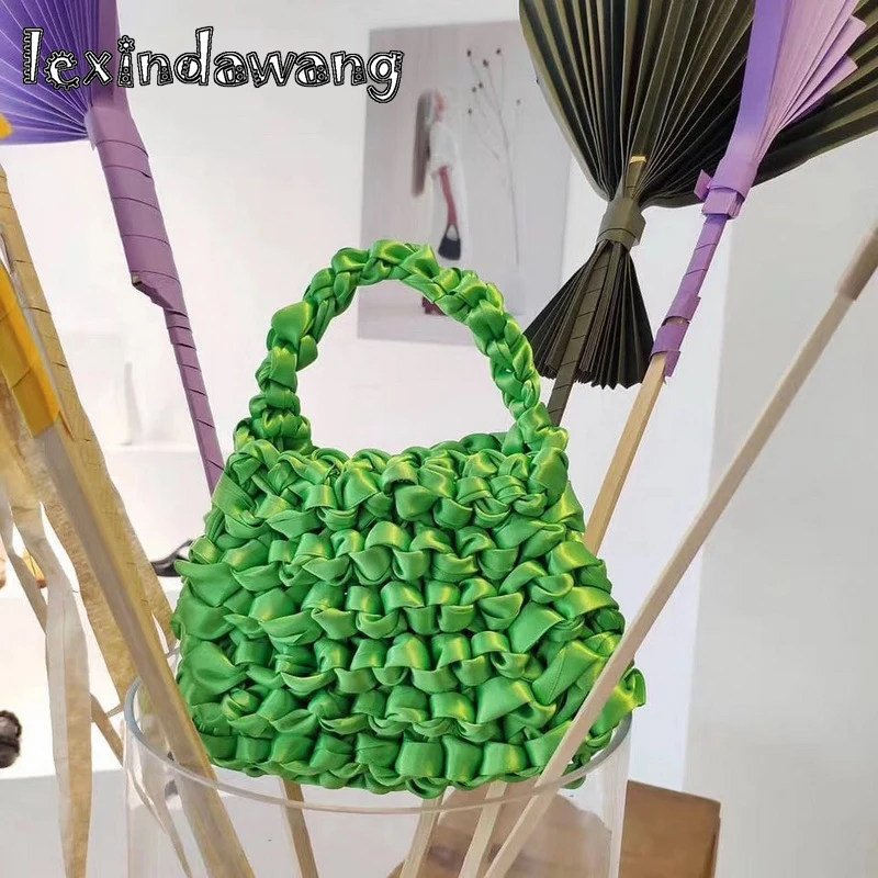 Seaside Holiday Mini Fluorescent Bag Satin Silk Rope Knot Bag Female Fashion Woven Handbag 2019 Korea New Small Retro Purses
Seaside Holiday Mini Fluorescent Bag Satin Silk Rope Knot Bag Female Fashion Woven Handbag 2019 Korea New Small Retro Purses