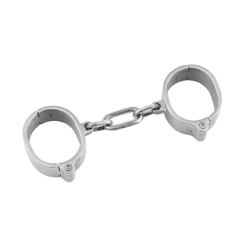 

Adult Bdsm Stainless Steel Metal Handcuffs Bondage Restraints Wrist Hand Ankle Cuffs Gay Lock Fetish Slave Toys For Women Men