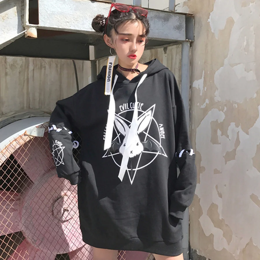 Harajuku Hoodie Women Black Cartoon Sweatshirt Rabbit Print Hoodies Streetwear Casual Loose Long Sleeve Tracksuit Hat Clothes
Harajuku Hoodie Women Black Cartoon Sweatshirt Rabbit Print Hoodies Streetwear Casual Loose Long Sleeve Tracksuit Hat Clothes