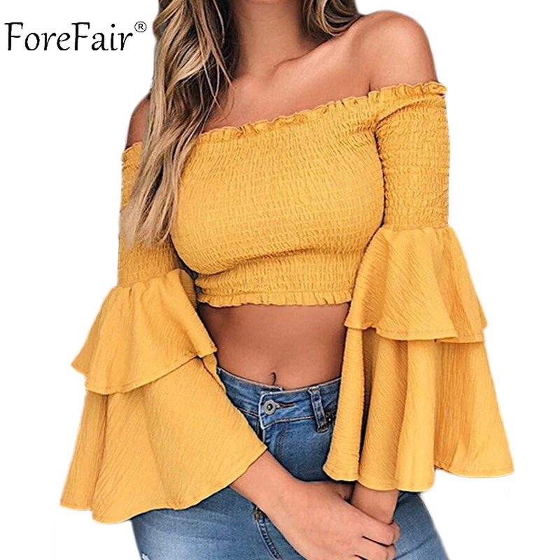 Forefair Off Shoulder Elastic Slash Neck Crop Tops Women Summer Sexy Wrap Shirt Off Shoulder Long Sleeve Blouse
Forefair Off Shoulder Elastic Slash Neck Crop Tops Women Summer Sexy Wrap Shirt Off Shoulder Long Sleeve Blouse