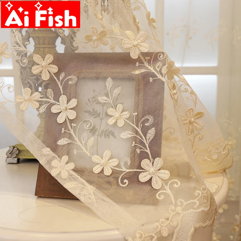 European Pearl Embroidery Flower Beige Sheer Voile Cortinas For the Living Room Coffee Curtain Tulle For Bedroom Balcony AP362-3
European Pearl Embroidery Flower Beige Sheer Voile Cortinas For the Living Room Coffee Curtain Tulle For Bedroom Balcony AP362-3