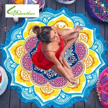 Lotus Print Round Beach Shawl with Tassel Geometric Print Summer Women Sandy Swimming Sunbath Baby Blanket Covers up 150x150cm 
Lotus Print Round Beach Shawl with Tassel Geometric Print Summer Women Sandy Swimming Sunbath Baby Blanket Covers up 150x150cm