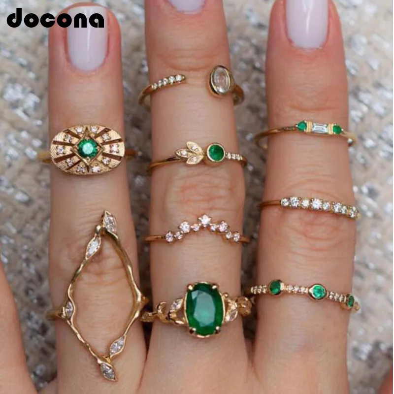 Docona Vintage Boho Leaf Flower Oval Inlay Green Crystai Rhinestone Knuckle Midi Ring Set For Women Personality Party Ring 7120
Docona Vintage Boho Leaf Flower Oval Inlay Green Crystai Rhinestone Knuckle Midi Ring Set For Women Personality Party Ring 7120