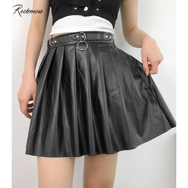 Rockmore Gothic Punk Style Pleated Mini Skirt Women PU High Waist A-Line Above Knee Skirts Zipper Autumn Black Streetwear Club
Rockmore Gothic Punk Style Pleated Mini Skirt Women PU High Waist A-Line Above Knee Skirts Zipper Autumn Black Streetwear Club