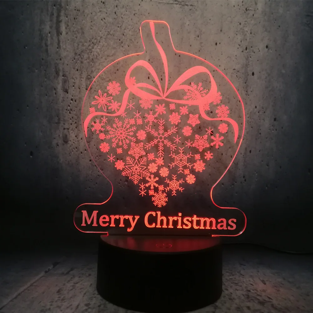 Merry Christmas Gift Snow Ribbon 3D USB LED Lamp Color Change Desk Table RGB Night Light Base Kid Baby Sleep illusion effect
Merry Christmas Gift Snow Ribbon 3D USB LED Lamp Color Change Desk Table RGB Night Light Base Kid Baby Sleep illusion effect