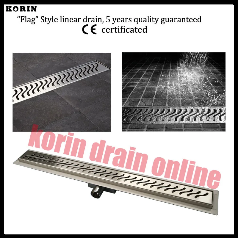 

700mm "Flag" pattern Stainless Steel 304 Linear Shower Drain, Horizontal Drain, Floor Waste, Deodorant floor drain