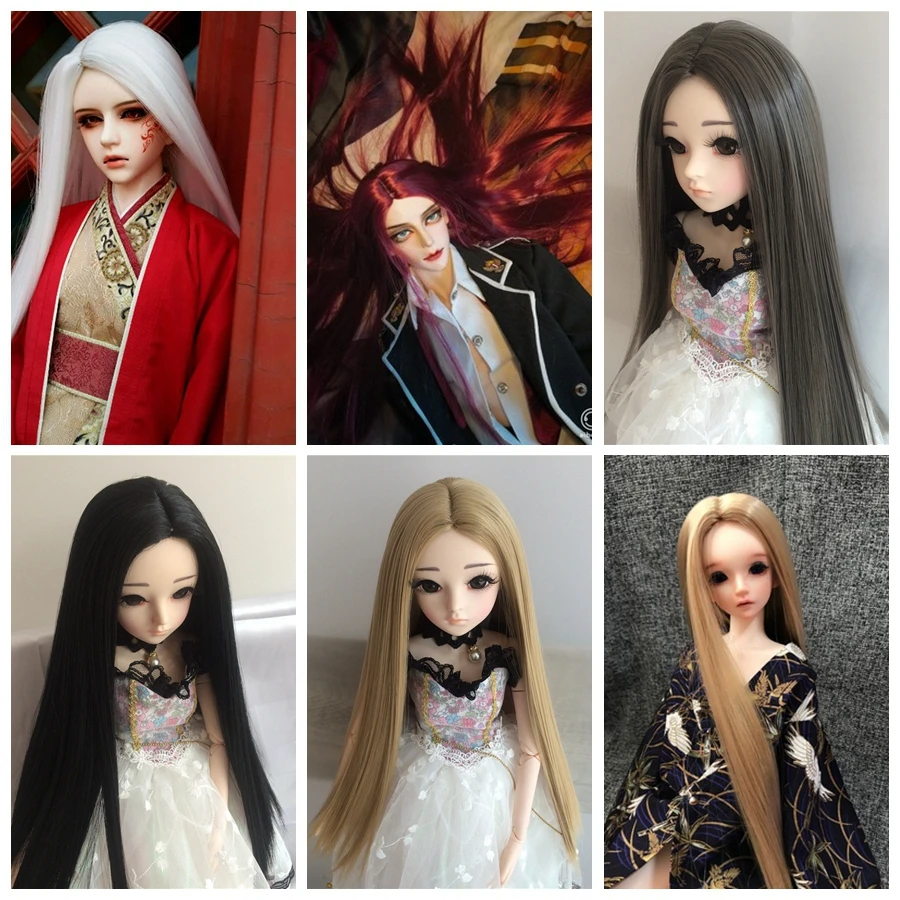 BJD 1/3 1/4 1/6 1/8 8 цветов длинный прямой высокотемпературный парик для девочек и