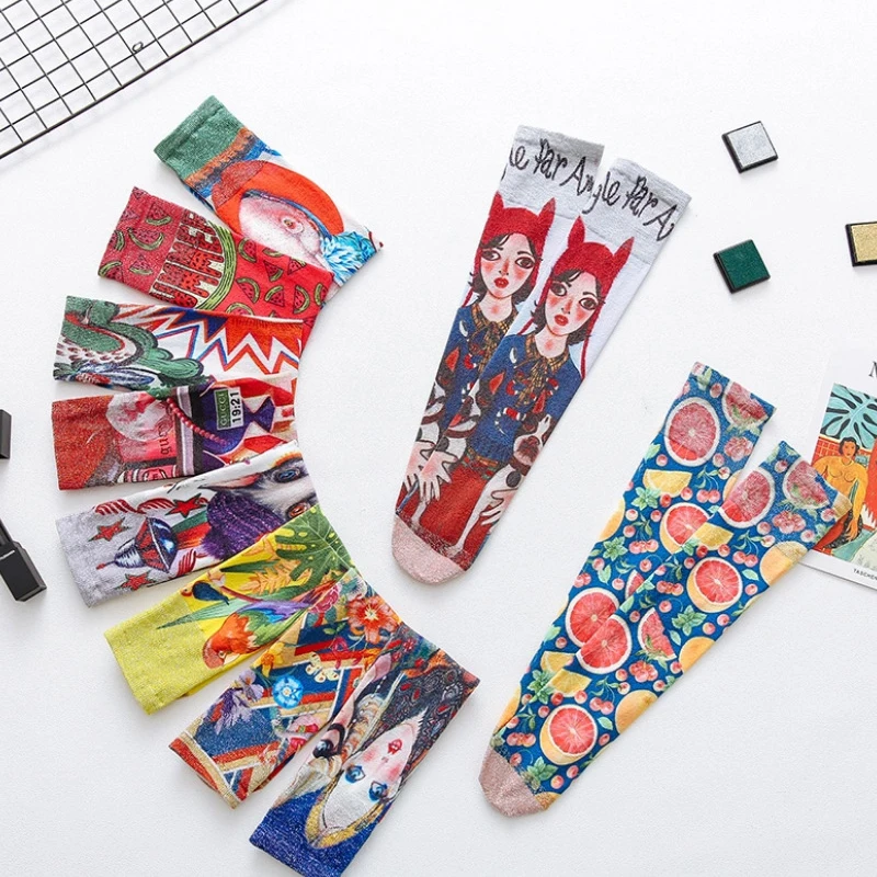 Winter Striped Glitter Women/'s Socks Harajuku Shiny Girls Streetwear Funny Sock