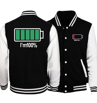 Funny Men Bomber Jacket Novelty Battery I Am 100% /Help Me 2019 Spring New Baseball Clothing Men's Jackets Coat Streetwear Hot
Funny Men Bomber Jacket Novelty Battery I Am 100% /Help Me 2019 Spring New Baseball Clothing Men's Jackets Coat Streetwear Hot
