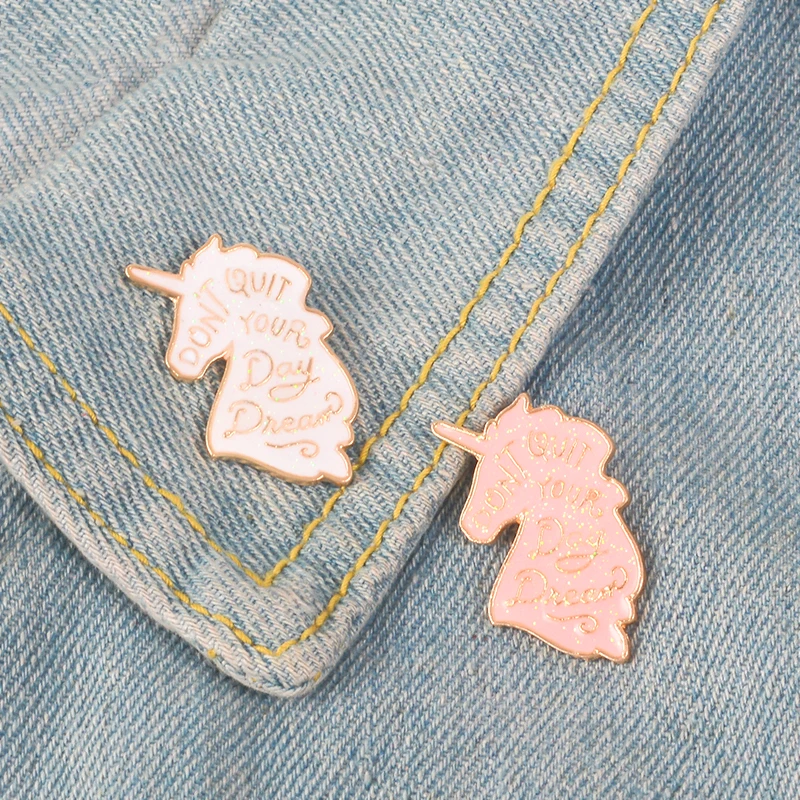 Don't Quit Your Day Dream Cartoon White Pink Glitter Pegasus unicorn Alpaca Fly Horse Compilation Enamel Brooches Pins For Girl
Don't Quit Your Day Dream Cartoon White Pink Glitter Pegasus unicorn Alpaca Fly Horse Compilation Enamel Brooches Pins For Girl