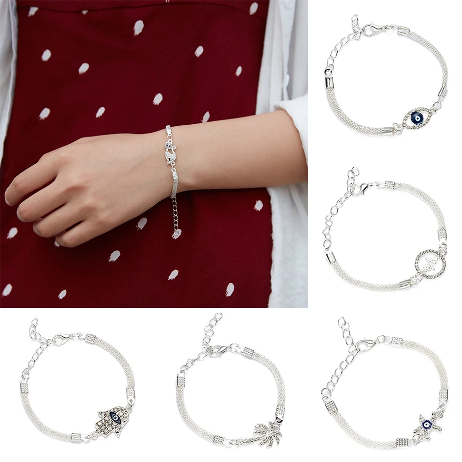 Belleper Fashion Punk Silver Plated Bracelets Women Cute Cat Coconut Tree Lovers Bracelets ECG Starfish Blue Eye Jewelry Gifts
Belleper Fashion Punk Silver Plated Bracelets Women Cute Cat Coconut Tree Lovers Bracelets ECG Starfish Blue Eye Jewelry Gifts