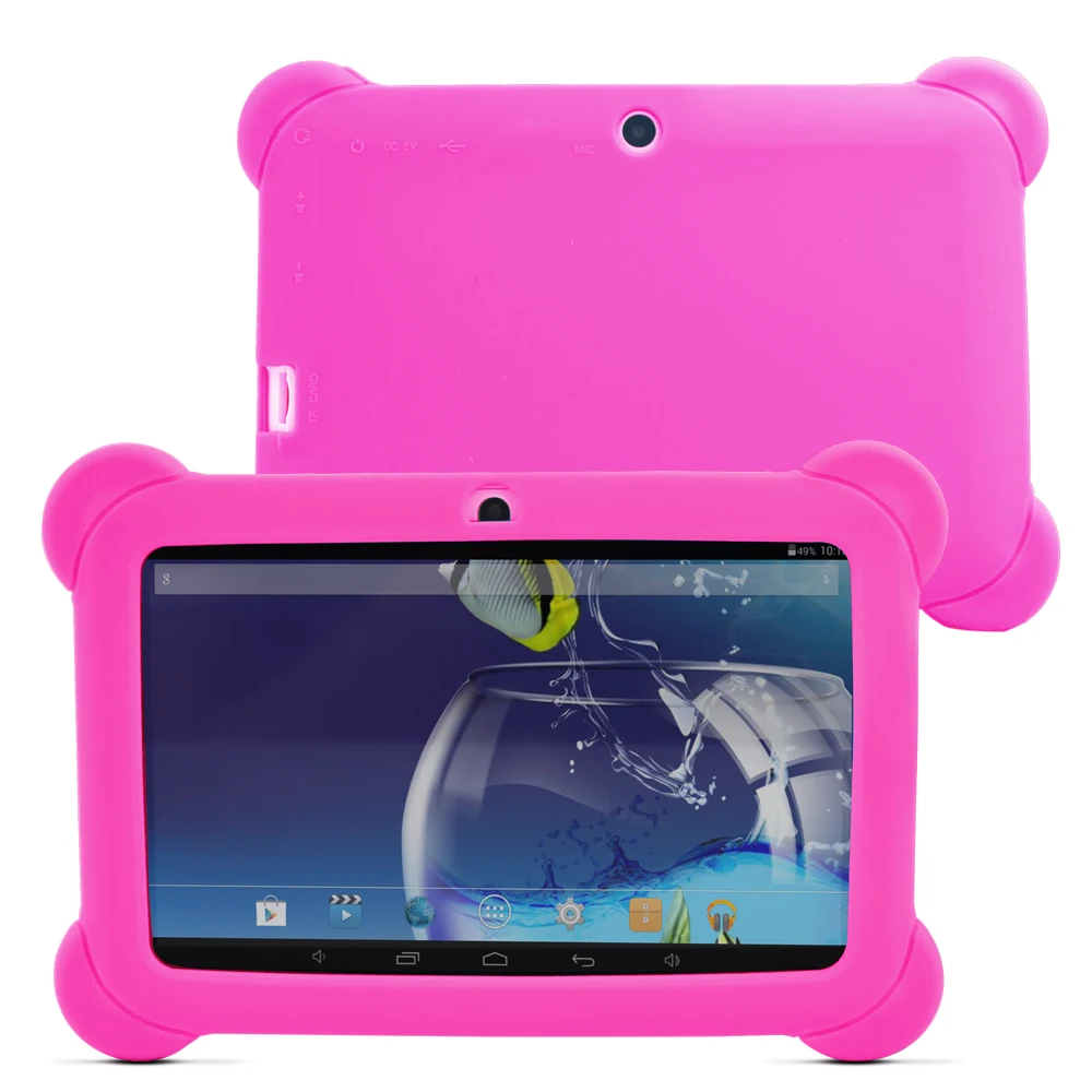 

Yuntab 7 inch Q88 Allwinner A33 Quad Core 512MB/ 8GB Android 4.4.2 Kids Tablet PC HD Screen Dual camera with Silicone Case