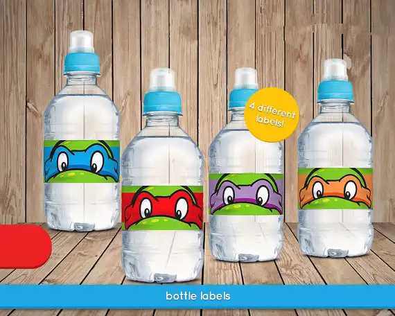 Teenage Mutant Ninja Turtles Bottle Water Labels Wrappers