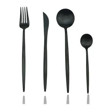 24pcs Novelty Wholesale Flatware Dinnerware Cutlery Set Stainless Steel Black Knives Forks Spoon Plated Silverware Dinner Set 
24pcs Novelty Wholesale Flatware Dinnerware Cutlery Set Stainless Steel Black Knives Forks Spoon Plated Silverware Dinner Set
