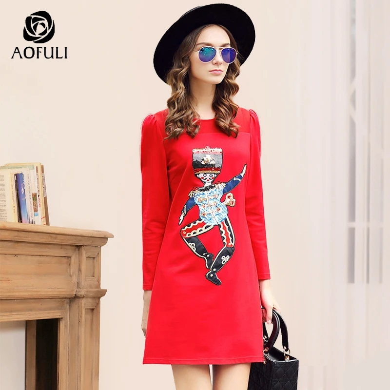S~ 3xl 4xl 5xl Fashion Mesh Patchwork Red Dress 2019 Autumn winter Long Sleeve Sequin Clown Applique Short Dress Big Size A2495
S~ 3xl 4xl 5xl Fashion Mesh Patchwork Red Dress 2019 Autumn winter Long Sleeve Sequin Clown Applique Short Dress Big Size A2495