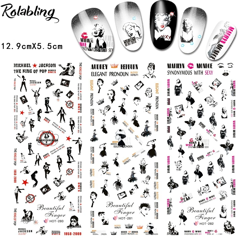 Rolabling Marilyn Monroe beauty design nail art stickers decals For nails accessories sticker with full cover slider wraps
Rolabling Marilyn Monroe beauty design nail art stickers decals For nails accessories sticker with full cover slider wraps