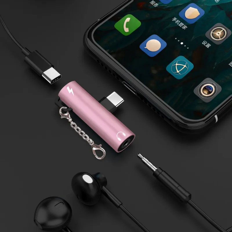 Type-C to 3.5mm Audio Adapter Portable for Headset Charging Music Cable Connector Converter Headphone adapter Mobile Phones | Электроника