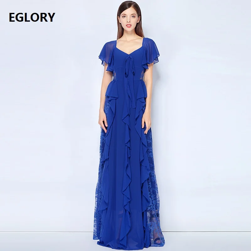 Formal Party Evening Women Long Dresses 2018 Summer Lady Sexy Backless Hollow Out Lace Patchwork Purple Blue Maxi Dress |