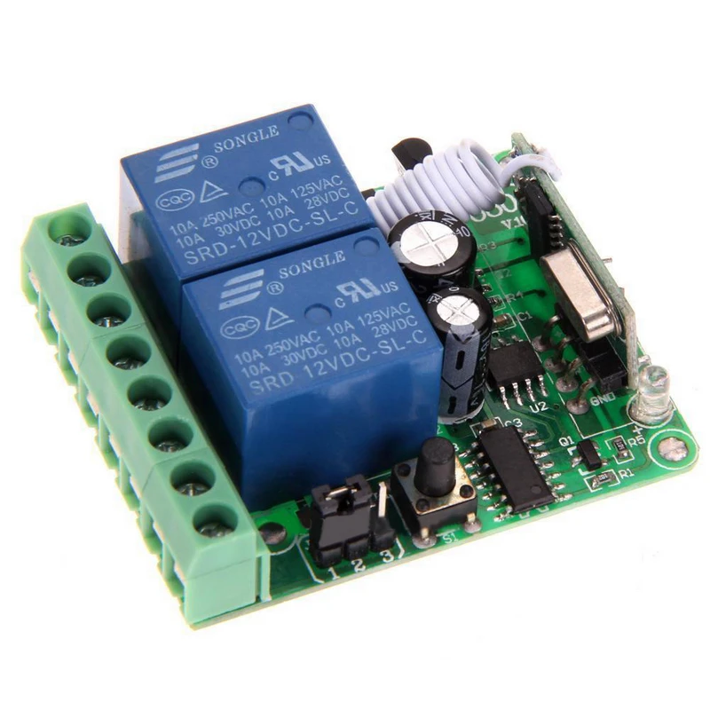 Mayitr 1pc DC 12V 2 Ch Learning Code Relay Receiver 433MHz High Quality Wireless Remote Control Transmitter for Remote Control