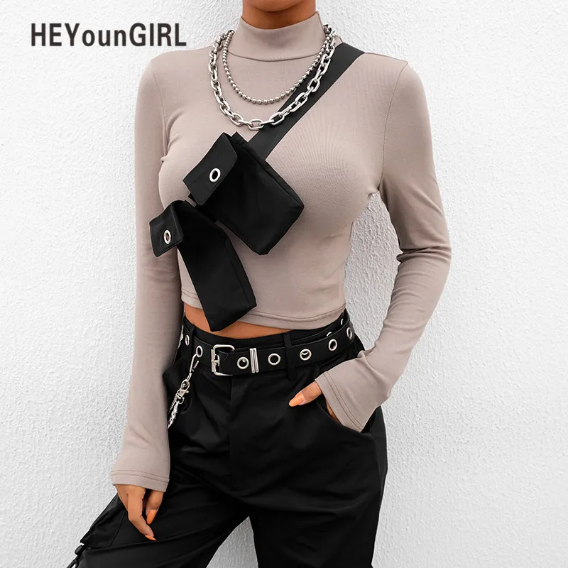 HEYounGIRL Turtleneck Harajuku Long Sleeve T Shirt Womens Casual Korean Tshirts Cotton Women Crop Tops Tees with Waist Bag 2019
HEYounGIRL Turtleneck Harajuku Long Sleeve T Shirt Womens Casual Korean Tshirts Cotton Women Crop Tops Tees with Waist Bag 2019