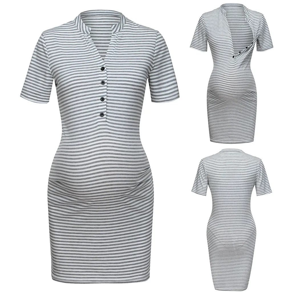 Women's Summer pregnancy Stripe Dress Maternity Stripe Print Nursing Sundress Short Sleeve Layer pregnancy Dress Clothes
Women's Summer pregnancy Stripe Dress Maternity Stripe Print Nursing Sundress Short Sleeve Layer pregnancy Dress Clothes