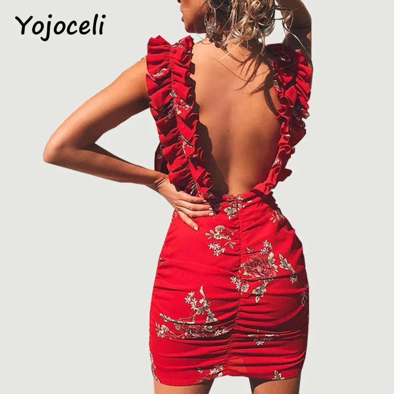 Yojoceli chic floral print deep v neck bodycon dress women ruffled mini short dress club party wear female dress
Yojoceli chic floral print deep v neck bodycon dress women ruffled mini short dress club party wear female dress