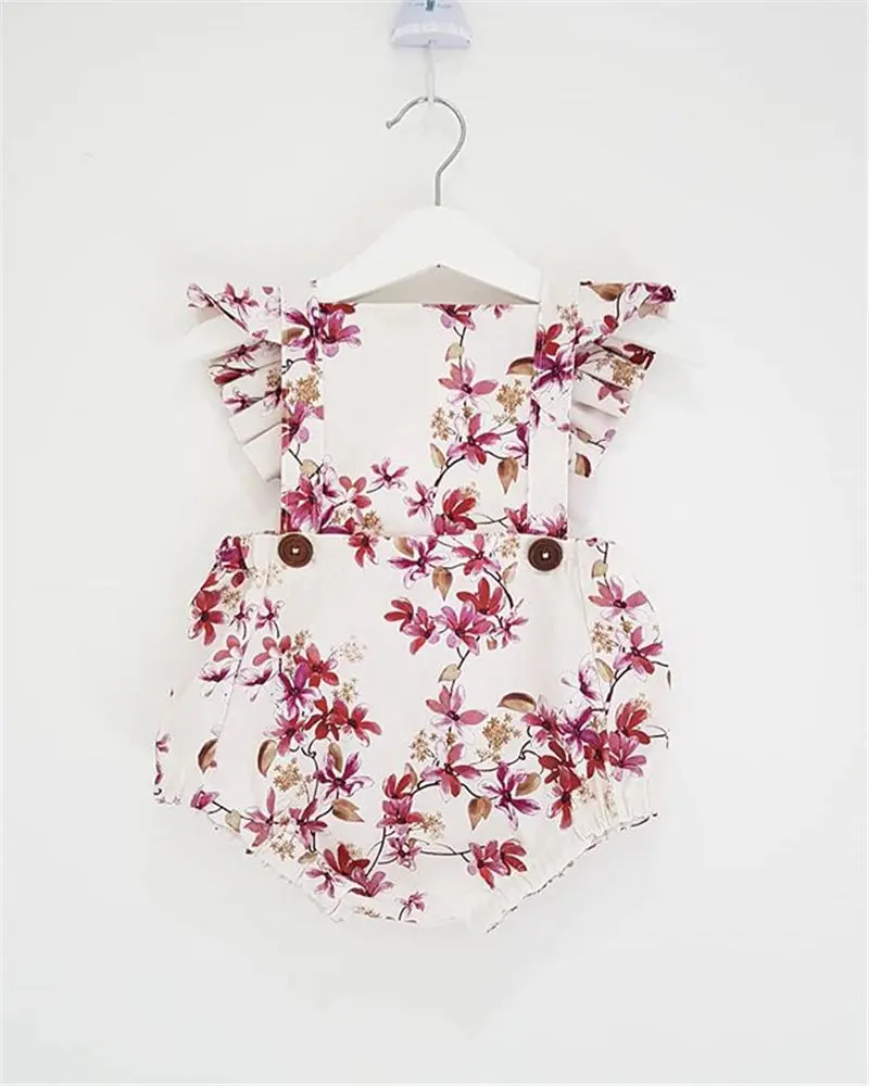 baby girl summer floral print jumpsuit