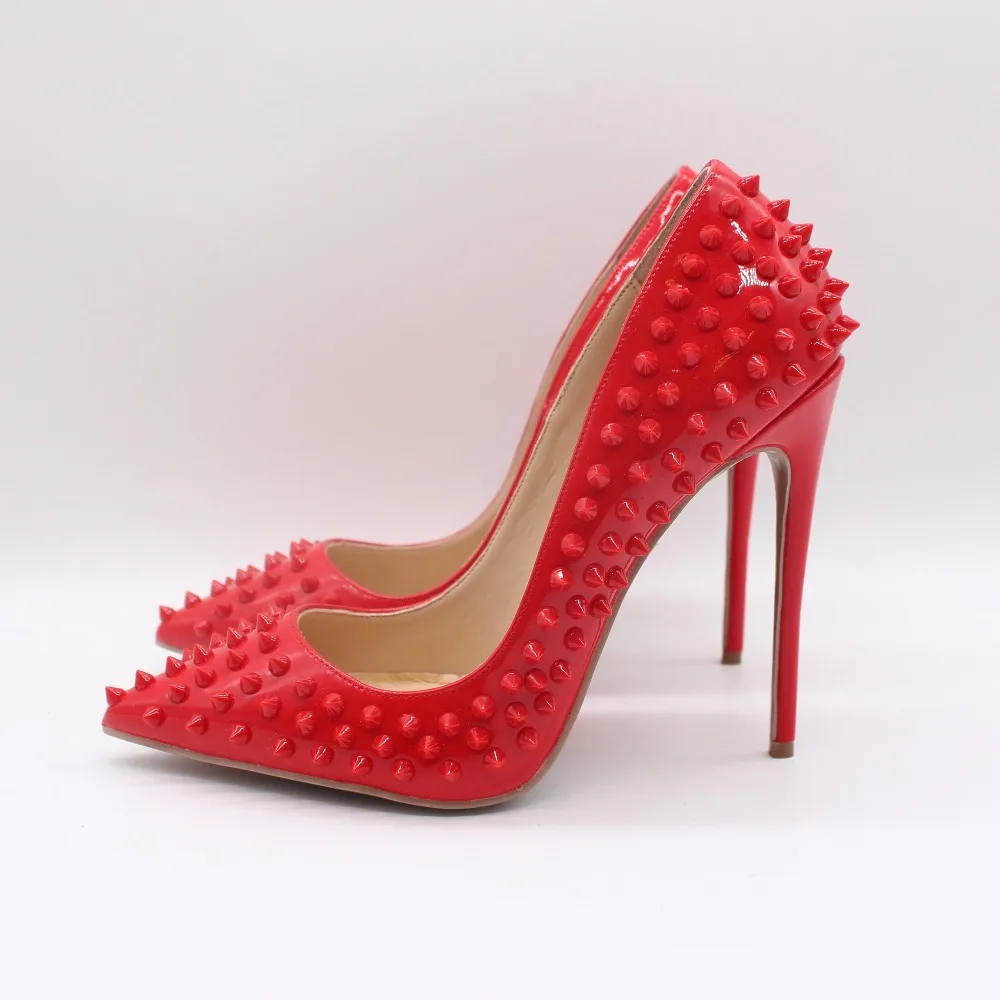 

Free shipping fashion women Pumps lady red spikes Pointy toe high heels shoes size33-43 12cm 10cm 8cm bride Stiletto heeled