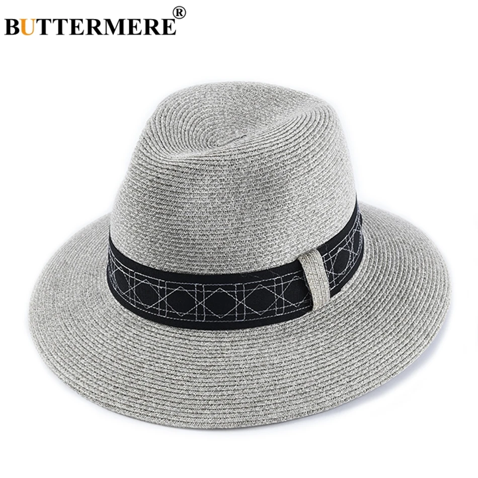 BUTTERMERE Paper Straw Sun Hats For Women Summer Grey Hat With Belt Men Solid Classic Jazz Hat Holiday Brand UV Beach Fedora Cap
BUTTERMERE Paper Straw Sun Hats For Women Summer Grey Hat With Belt Men Solid Classic Jazz Hat Holiday Brand UV Beach Fedora Cap
