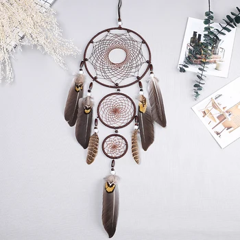 3 Hoops 80cm Dream Catcher Large Feathers Handmade Wind Chimes Wooden Beads Indian Dream Catchers Hanging Home Decoration Gifts
3 Hoops 80cm Dream Catcher Large Feathers Handmade Wind Chimes Wooden Beads Indian Dream Catchers Hanging Home Decoration Gifts