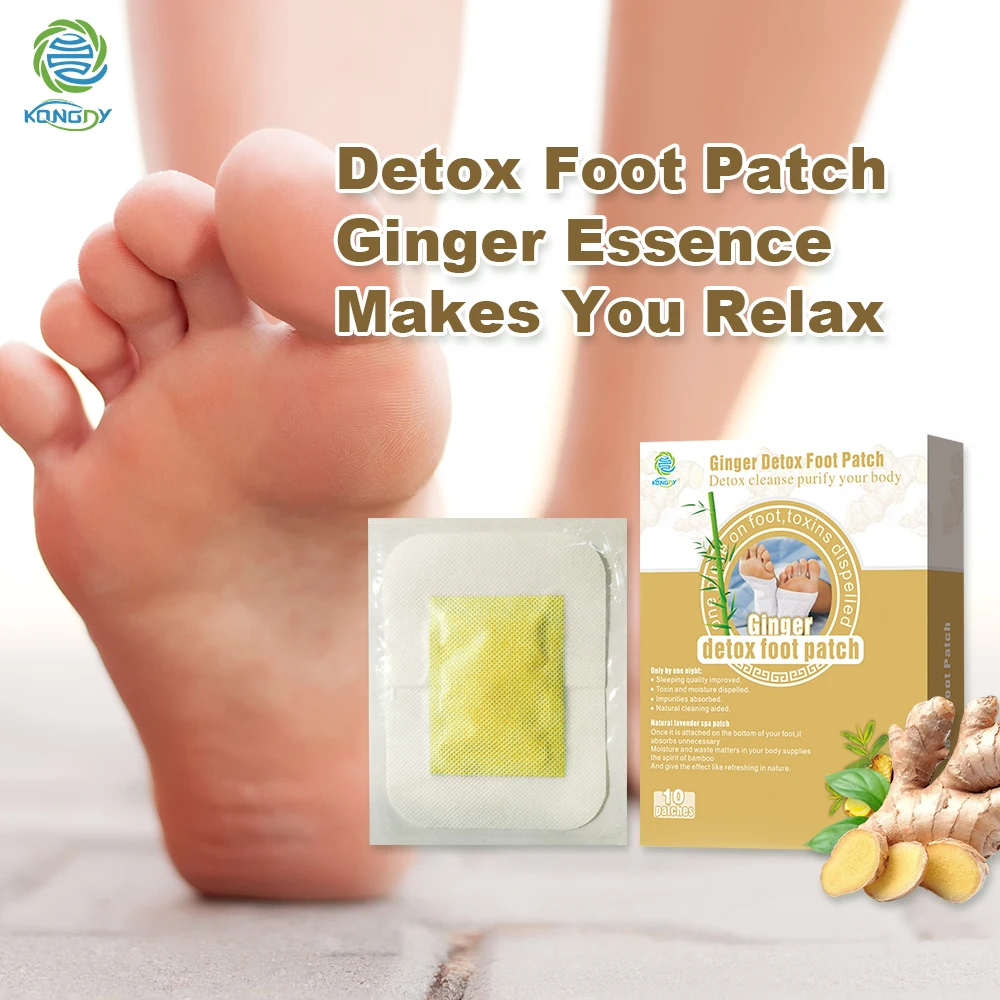 

KONGDY 10 Pieces/ Box Detox Foot Patch Ginger Essential Oil Natural Ingredients High Quality Cleansing Toxins Pad Body Massage